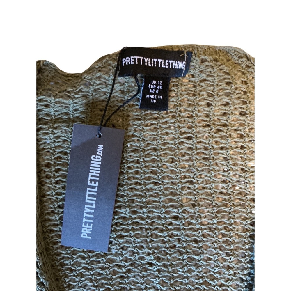PrettyLittleThing Olive Green Mesh Cutout Mini Dress - Picture 3 of 4